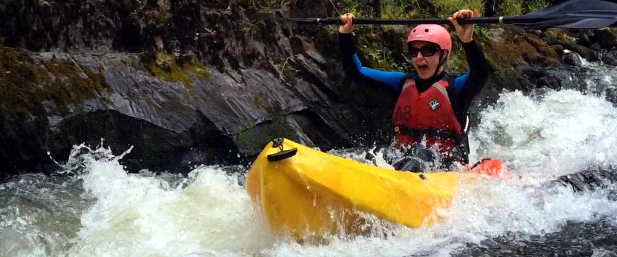 Kayaking down the rapids 