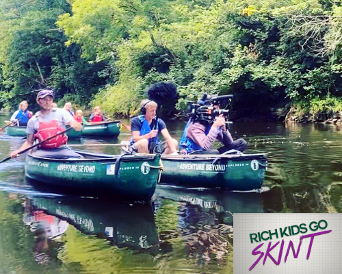Rich kids go skint canoe position for filming