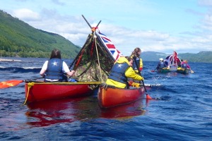 Improvised canoe sailing