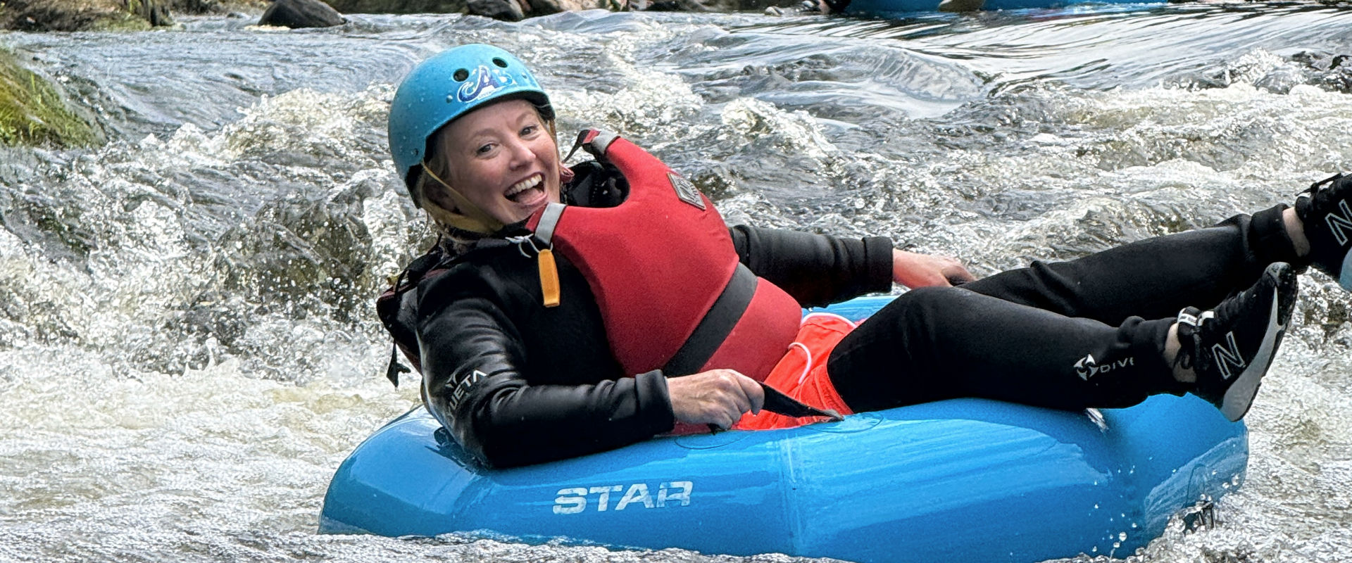 White water tubing on the River Teifi in West Wales